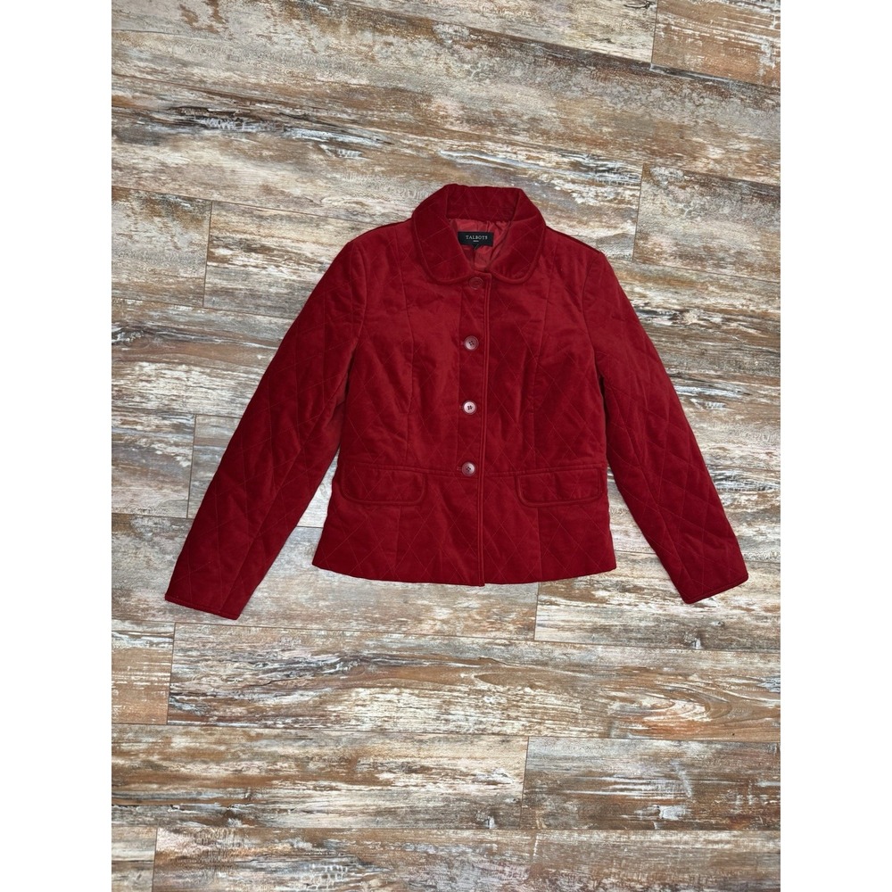 Women's Talbots Petites Red Quilted Button Up Jacket Size 6 P New With Tags